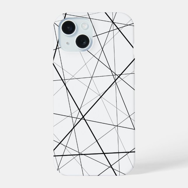 Black and white geometric pattern iPhone 15 case (Back)