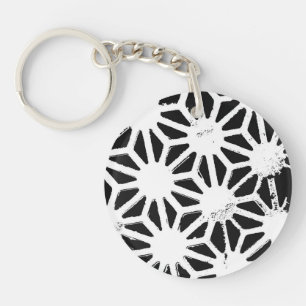 Black and white geometric pattern keychain