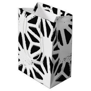 Black and white geometric pattern medium gift bag