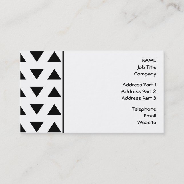 Black and White Geometric Pattern of Triangles. Business Card (Front)