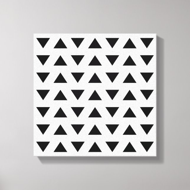 Black and White Geometric Pattern of Triangles. Canvas Print (Front)
