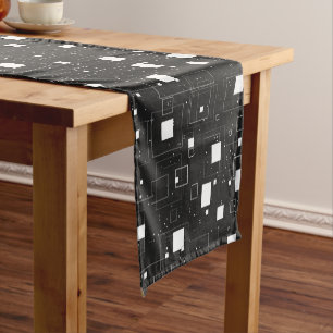 Black and White Geometric Pattern Short Table Runner