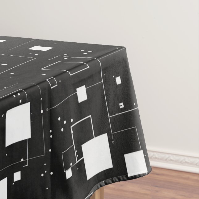 Black and White Geometric Pattern Tablecloth (In Situ)