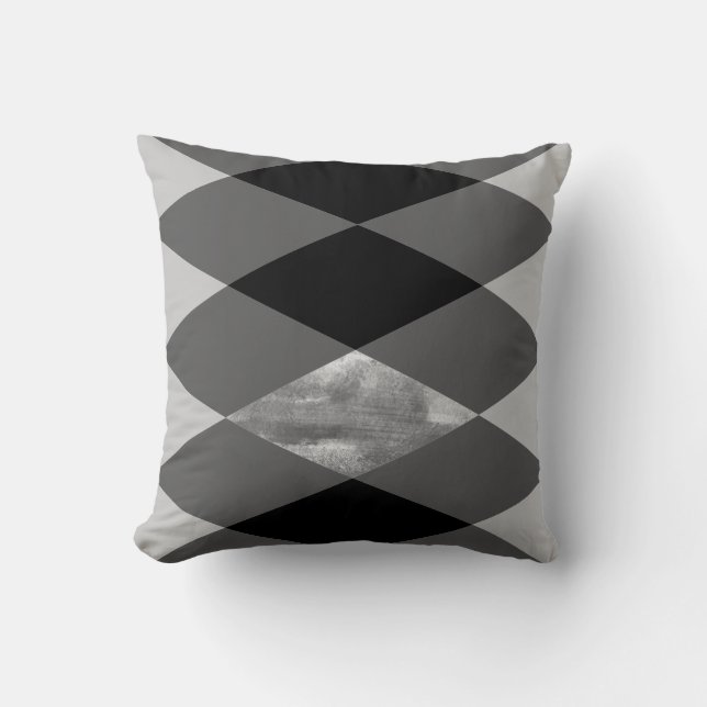 Black and white geometric Pattern Throw Pillow (Front)