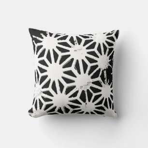 Black and white geometric pattern throw pillow