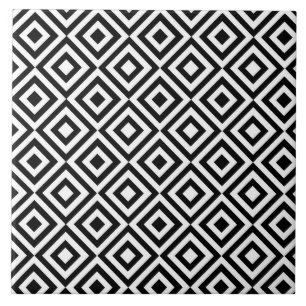 Black and White Geometric Pattern Tile