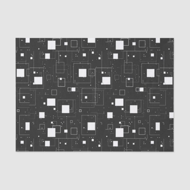 Black and White Geometric Pattern Tissue Paper (Front)