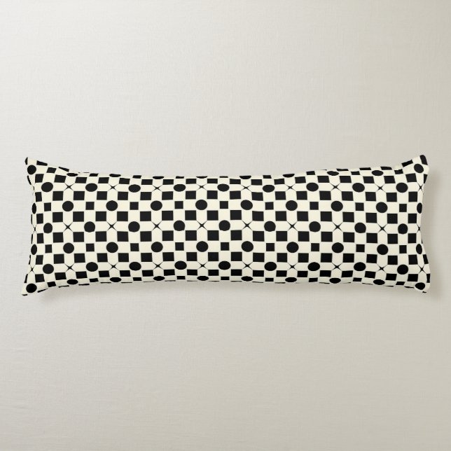 Black and White Geometric Pattern with Circles Body Pillow (Front)