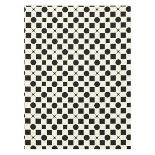 Black and White Geometric Pattern with Circles Tablecloth
