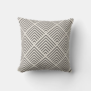 Black and white geometric pattern with overlapping throw pillow