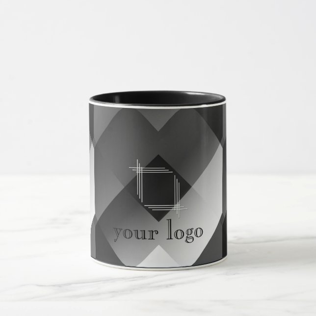 Black and white geometric personalized mug (Center)