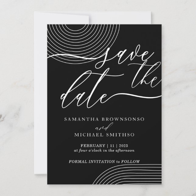 Black and White Geometric Save the date line Invitation (Front)