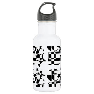 Black and White Geometric Shapes 532 Ml Water Bottle