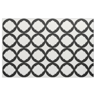 Black And White Geometric Shapes Pattern Fabric