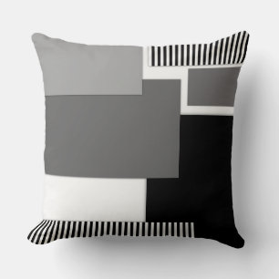 Black and white geometric shapes throw pillow