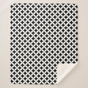 Black and White Geometric Shippo Pattern Sherpa Blanket