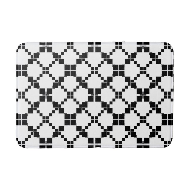 Black and white, geometric , simple , fashionable  bath mat (Front)