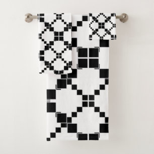 Black and white, geometric , simple , fashionable bath towel set