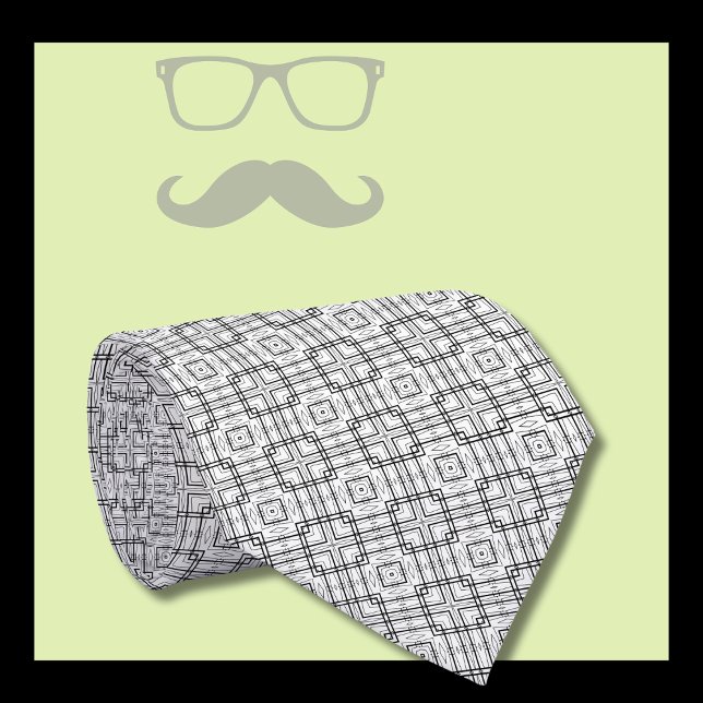 Black and White Geometric Squares Pattern Tie (Creator Uploaded)