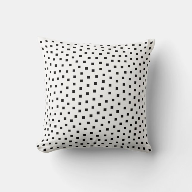 Black and White Geometric Squares Throw Pillow (Front)