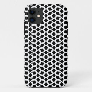 Black and White Geometric Star Pattern iPhone 11 Case