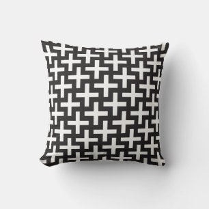 Black and White Geometric Throw Pillow
