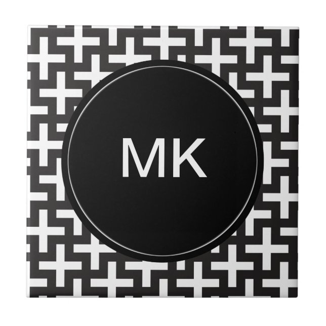 Black and White Geometric Tile (Front)