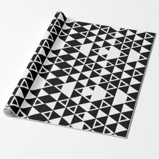 Black and White Geometric Triangle Pattern Wrapping Paper