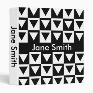 Black and White geometric triangles student folder Binder