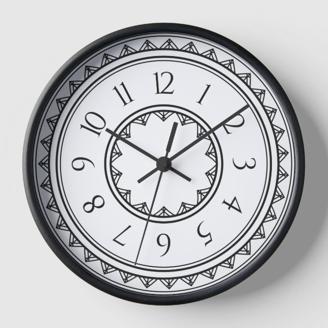 Black and White Geometric Wall Clock (Front)