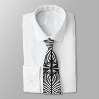 Black And White Geometric Web Line Drawing Tie