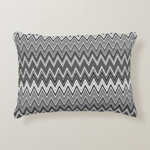 Black and white geometric zigzag pattern accent pillow