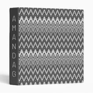 Black and white geometric zigzag pattern binder