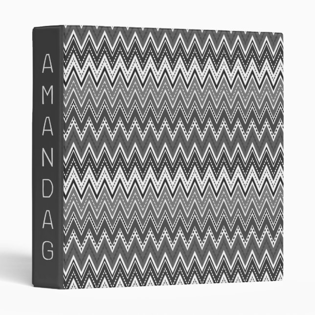 Black and white geometric zigzag pattern binder (Front/Spine)