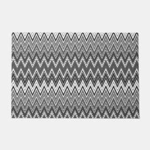 Black and white geometric zigzag pattern doormat