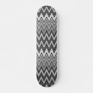 Black and white geometric zigzag pattern skateboard
