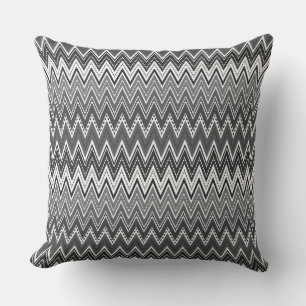 Black and white geometric zigzag pattern throw pillow