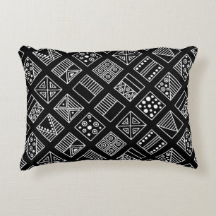 Black and white geometrical background with hand d accent pillow