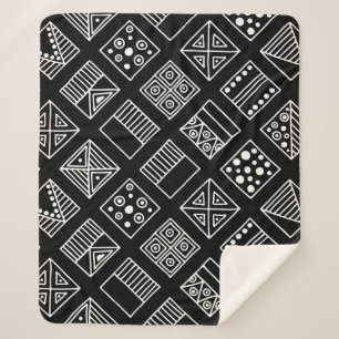 Black and white geometrical background with hand d sherpa blanket