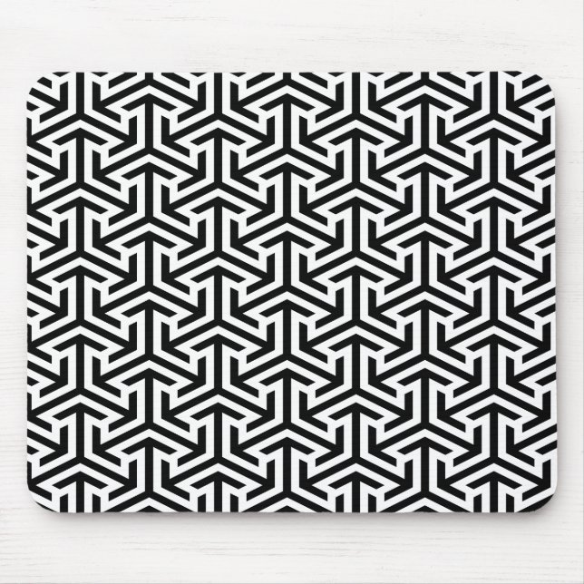 black and white geometrical modern pattern mouse pad (Front)