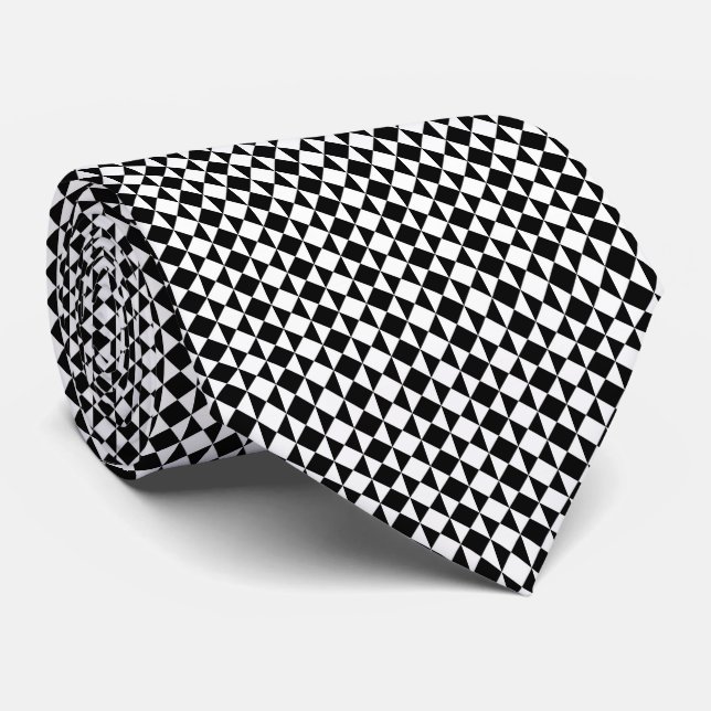 Black and white geometrical pattern  tie (Rolled)