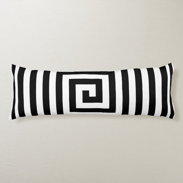 Black and White Geometrics Solid Reverse Th Body Pillow (Front)