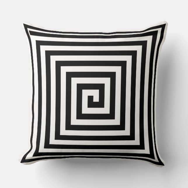 Black and White Geometrics Solid Reverse Throw Pillow (Front)