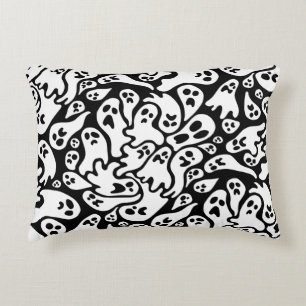 Black And White Ghost Pattern Accent Pillow