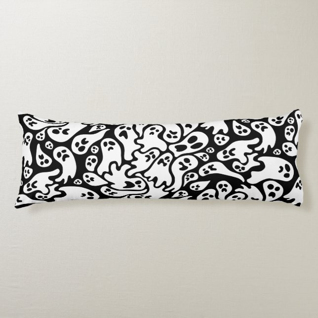 Black And White Ghost Pattern Body Pillow (Front)