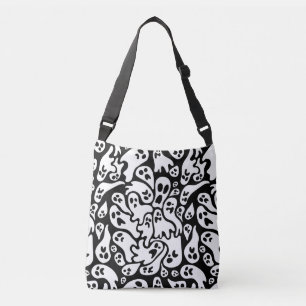Black And White Ghost Pattern Crossbody Bag