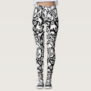 Black And White Ghost Pattern Leggings