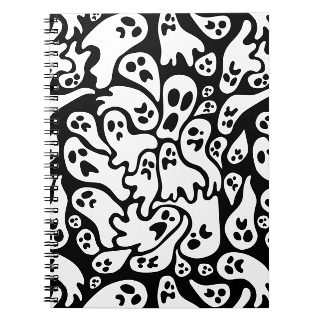 Black And White Ghost Pattern Notebook (Front)