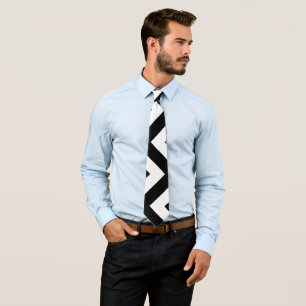 Black and White Giant Vertical Chevron Neck Tie