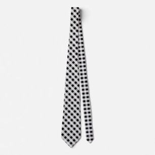 Black and White Gingham Check Plaid Pattern Tie